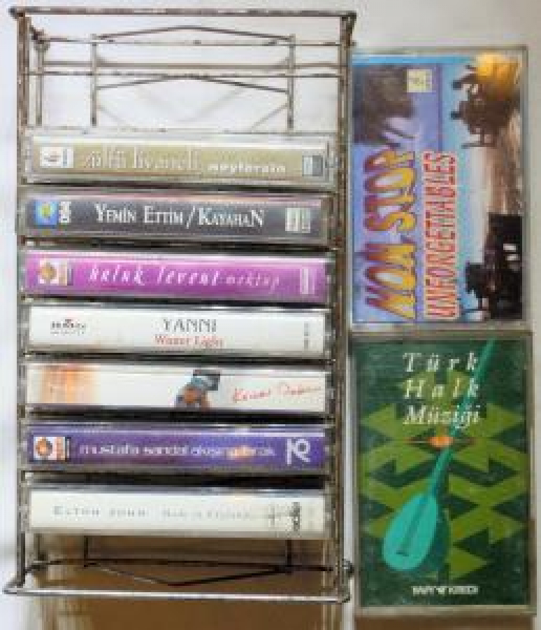 10 ADET KAPASİTELİ TEL KAFES SES KABINDA KASET MUHAFAZA KUTUSU 