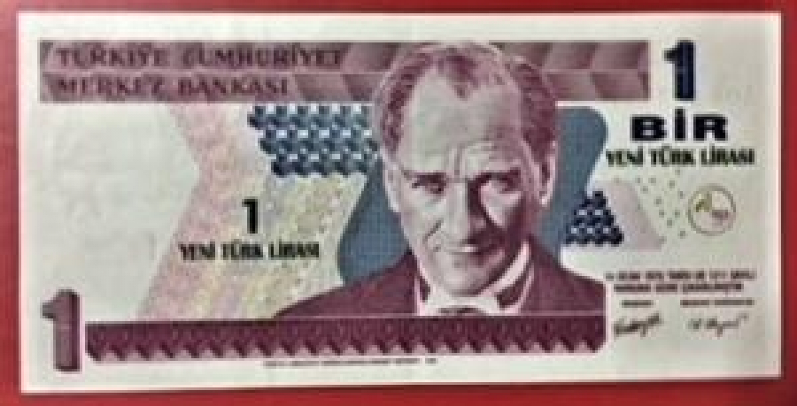 8 EMİSYON ÇİL KAĞIT 1 YENİ TÜRK LİRASI A 06 177779 SENİ NO 