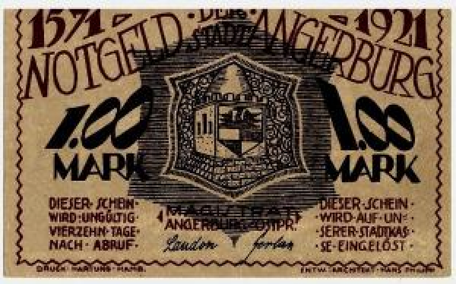 ALMAN NOTGELD KAĞIT PARA ALMANYA TÜRİNGEN KASABASI 100 PFENNİG 1571 - 1921 