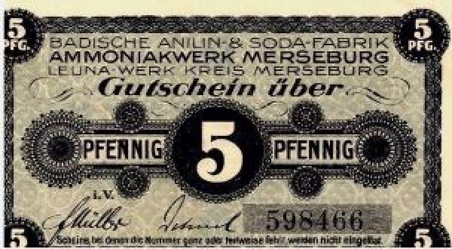 ALMAN NOTGELD KAĞIT PARA ALMANYA TÜRİNGEN KASABASI 5 PFENNİG 31.07.1921.NO : 598466 