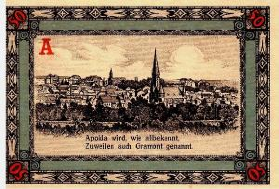 ALMAN NOTGELD KAĞIT PARA ALMANYA TÜRİNGEN KASABASI 50 PFENNİG 1.AUGULF.1921 