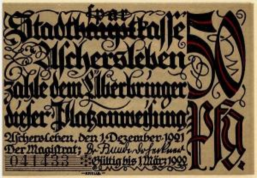 ALMAN NOTGELD KAĞIT PARA ALMANYA TÜRİNGEN KASABASI 50 PFENNİG 31.07.1921 