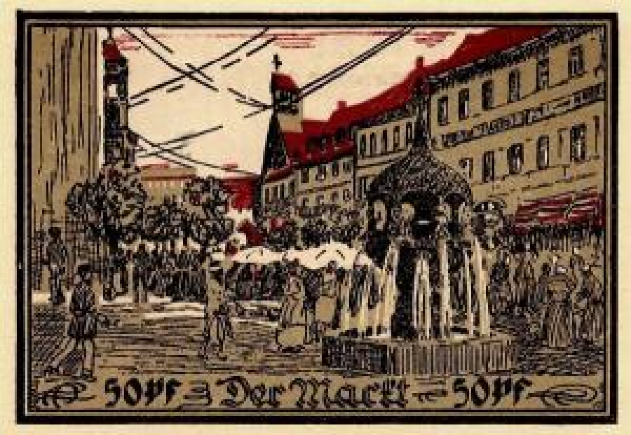 ALMAN NOTGELD KAĞIT PARA ALMANYA TÜRİNGEN KASABASI 50 PFENNİG 31.07.1921 