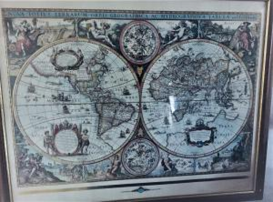 DÜNYA HARİTASI CERCEVESİNDE TABULA ESKİ BASKI