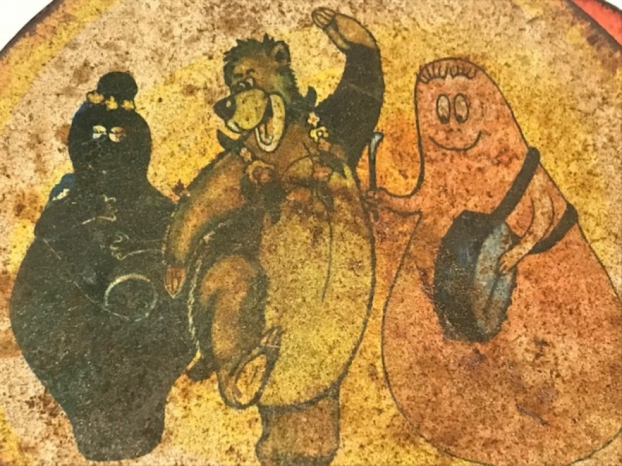 1960 ALASYA YERLİ ÜRERİM ÜZERİ RESİMLİ TENEKE OYUNCAK TEF