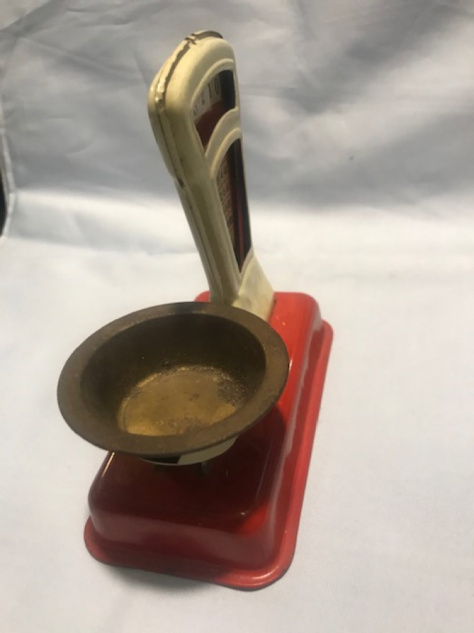 1950  ALMAN TENEKE TEK KEFELİ İBRELİ MEKANİK TERAZİ OYUNCAK