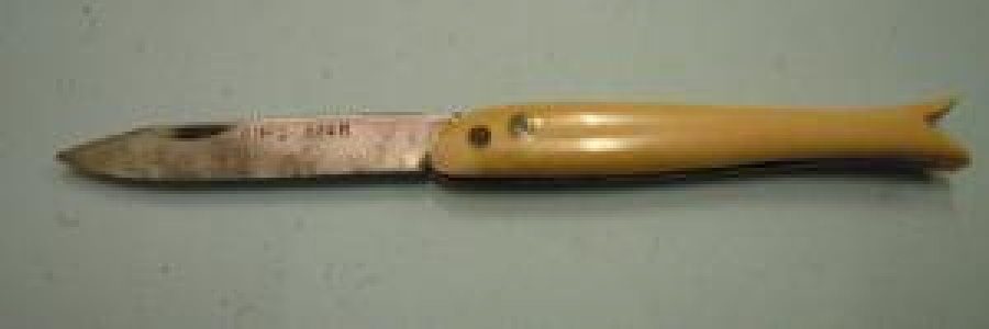 KEMİK SAPLI EL YAPIM BURSA EYEM BALIK ŞEKLİNDE ÇAKI 