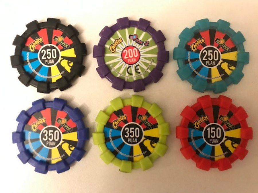 TASO CHEETOS 6 ADET DEGİŞİK RENK VE PUAN KAUCUK KENARLI