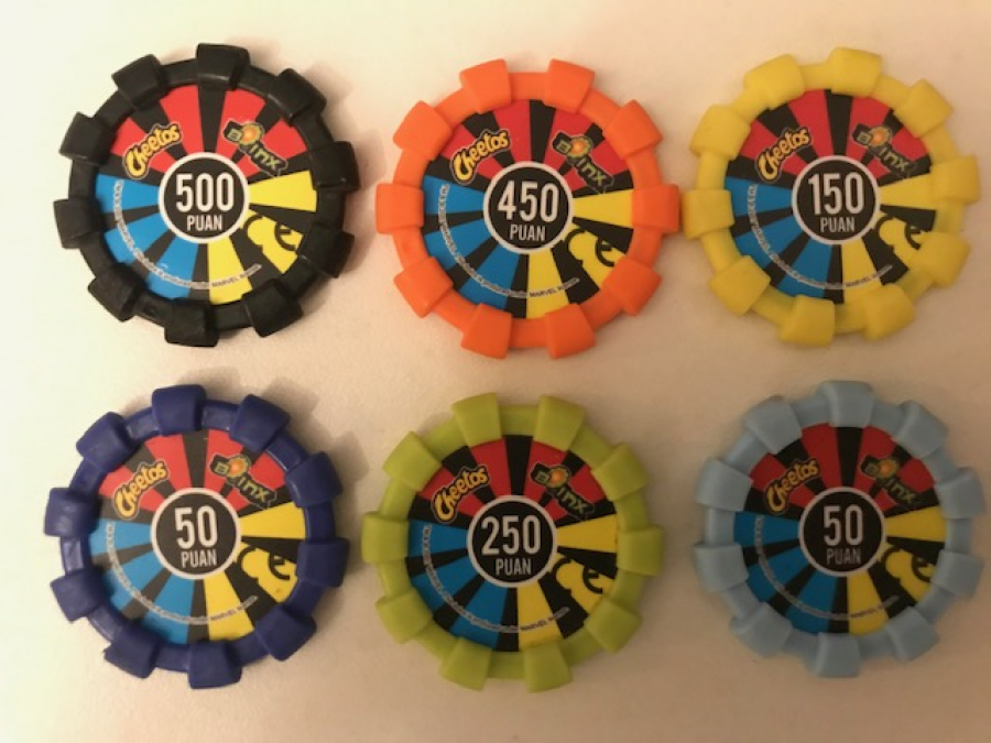 TASO CHEETOS 6 ADET DEGİŞİK RENK VE PUAN KAUCUK KENARLI