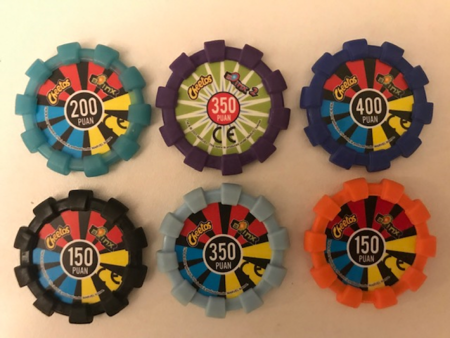 TASO CHEETOS 6 ADET DEGİŞİK RENK VE PUAN KAUCUK KENARLI