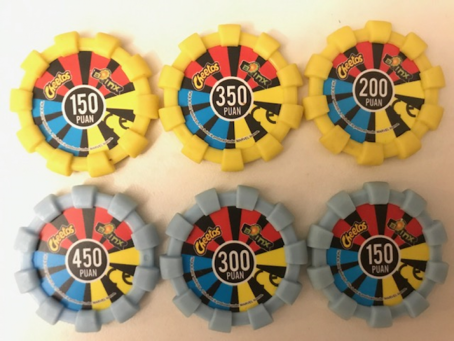 TASO CHEETOS 6 ADET DEGİŞİK RENK VE PUAN KAUCUK KENARLI