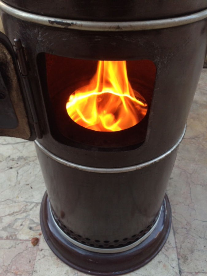 1970 EMAYE VEZÜV GAZ SOBA TİP 101 SERİ NUMARALI TÜRK MALI KAHVERENGİ SIRLI CALIŞAN ISITAN GAZ SOBASI