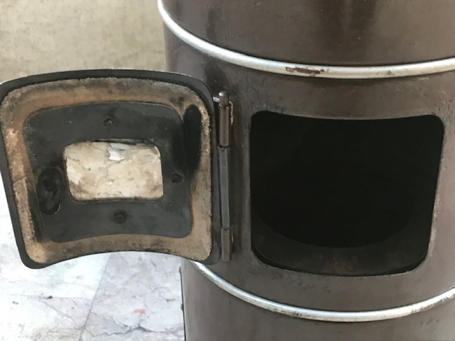 1970 EMAYE VEZÜV GAZ SOBA TİP 101 SERİ NUMARALI TÜRK MALI KAHVERENGİ SIRLI CALIŞAN ISITAN GAZ SOBASI