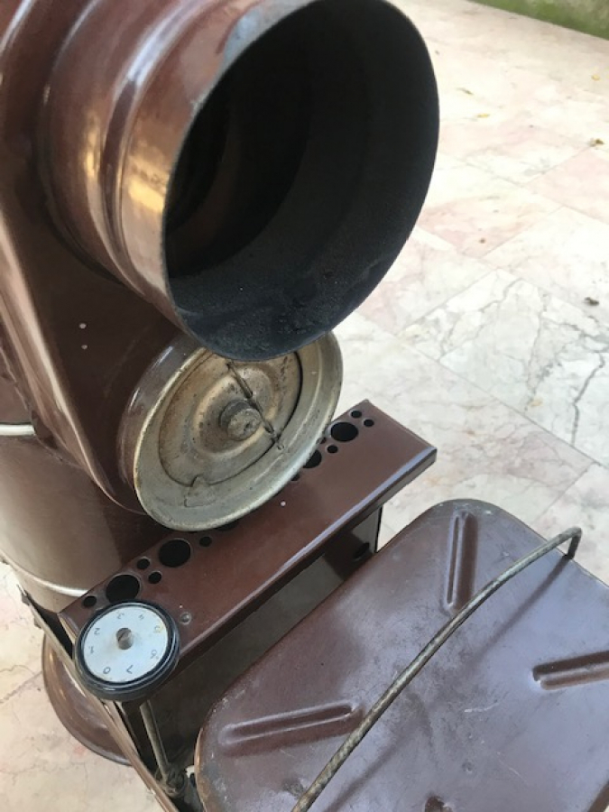 1970 EMAYE VEZÜV GAZ SOBA TİP 101 SERİ NUMARALI TÜRK MALI KAHVERENGİ SIRLI CALIŞAN ISITAN GAZ SOBASI