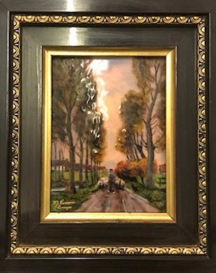 LİMOGES EMAYE EL CALIŞMA RESİM ORJİNAL ÇERÇEVESİ SANATÇI İMZALI ORJİNAL KOLEKSİYON 