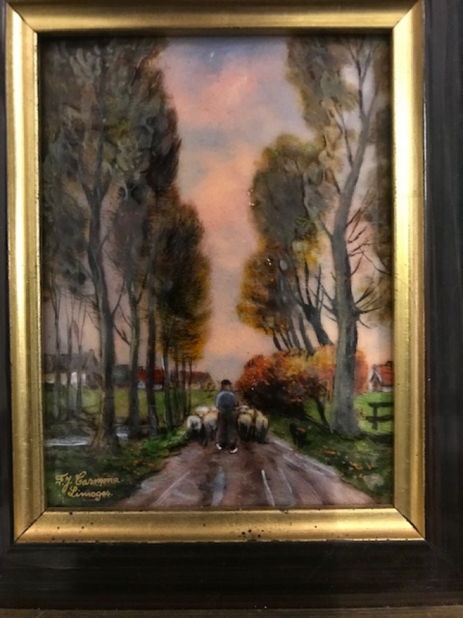 LİMOGES EMAYE EL CALIŞMA RESİM ORJİNAL ÇERÇEVESİ SANATÇI İMZALI ORJİNAL KOLEKSİYON 