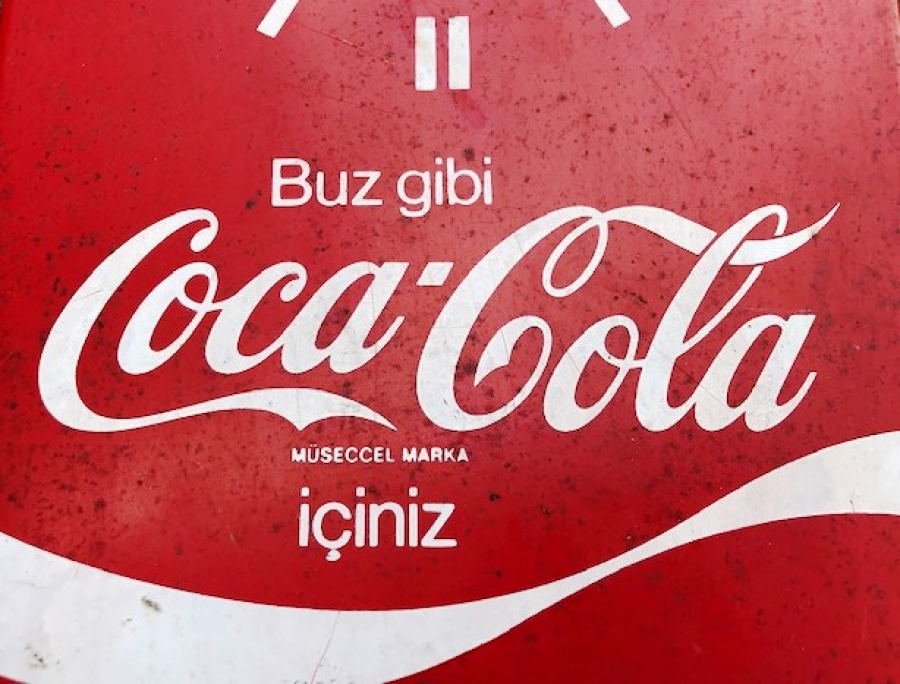 COCACOLA TENEKE SAAT 1970 PİLLİ  DUVAR SAATİ