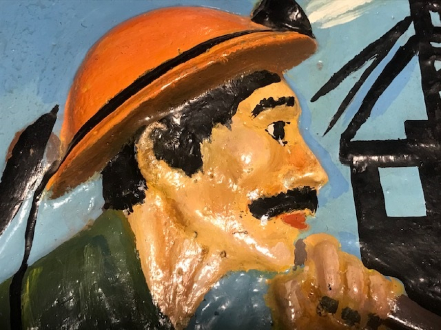 İŞCİ MADENCİ  TEMALI METAL DÖKÜM EL BOYAMA 