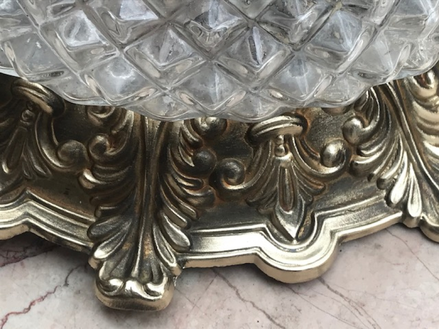 PİRİNC BİLLÜR DAMLA DESEN CAM TAVAN LAMBASI 1960 LAR SORUNSUZ