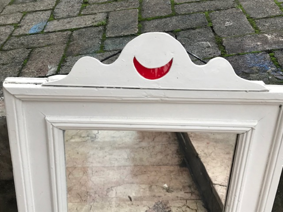 OSMANLI HİLALİAHMER AHŞAP MASİF CERCEVELİ AYNA  53 X 86 ÖLCÜLERİNDE