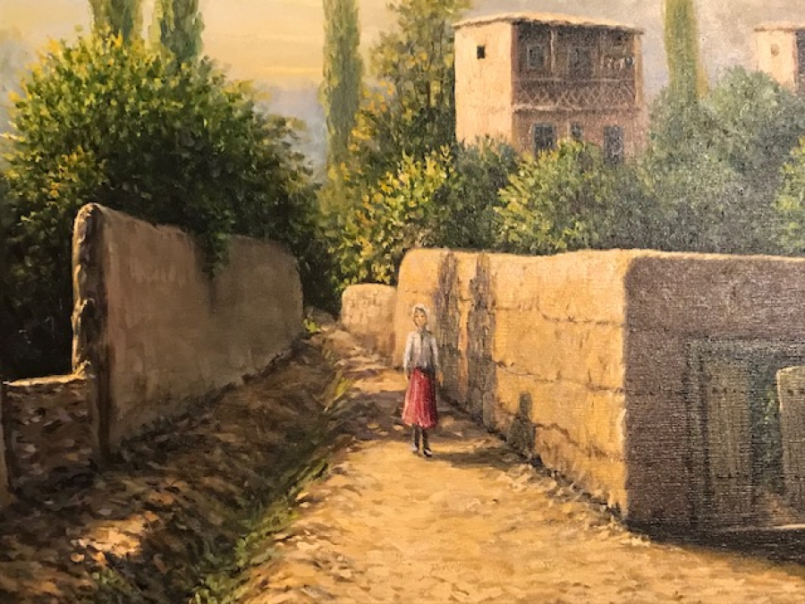 D.1944 O.2024 YAKUP HÜSEYİNZADE İRANLI ACEDEMİSYEN HOCANIN KÖYÜM CALIŞMASI TUAL YAGLI BOYA