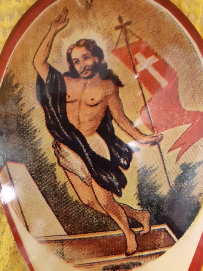 HAZRETİ İSA NIN CANLANIP GÖGE CIKIŞINI ANLATAN METAL DUVAR SÜSÜ İKONA