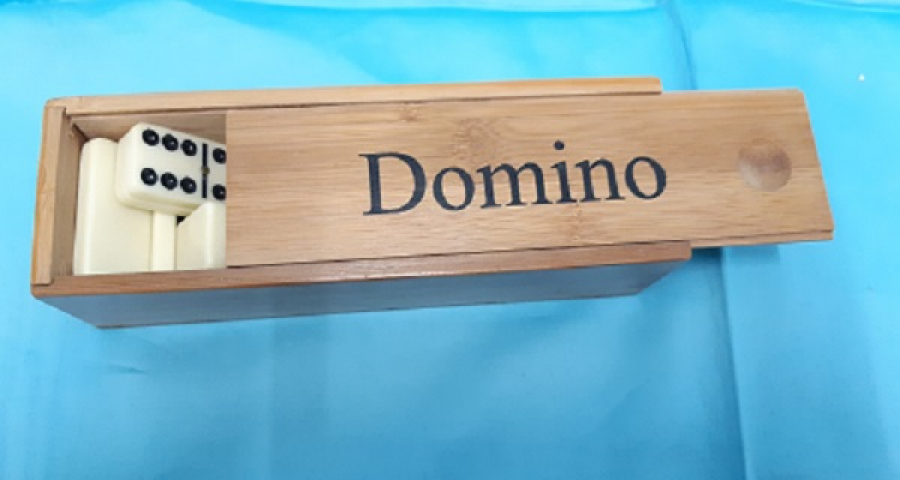 DOMİNO OYUN AHŞAP KUTUSUNDA TAM TAKIM KEMİKDEN YAPILMA 