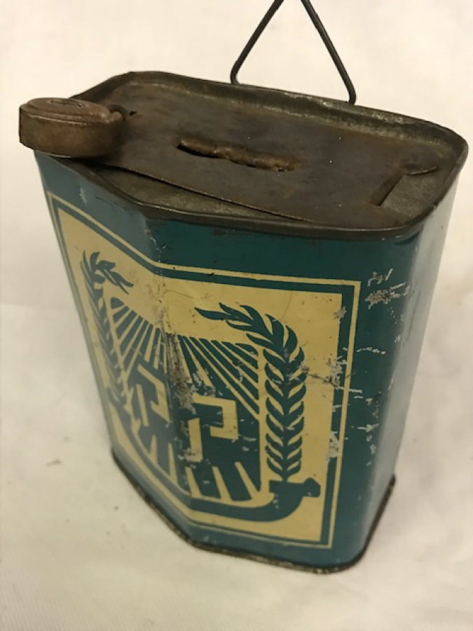 1950 OR AHAYİM İSTANBUL BALAT MUSEVİ HASTANESİ BAGIŞ TEBERRU KUMBARA TENEKE ANAHTARLI