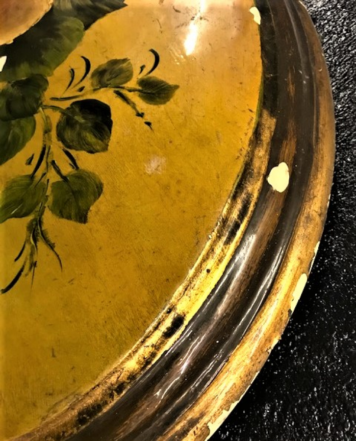 OVAL KOPLİKE  3 GÜL AHŞAP EL YAGLI BOYA 