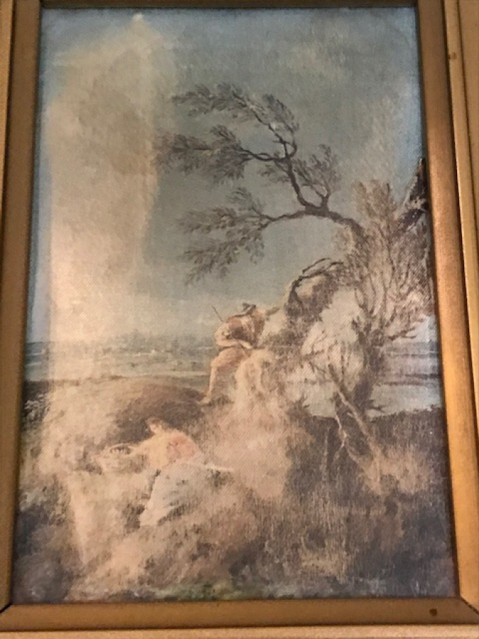 1960 ALTIN YALDIZ  AHŞAP MASİF CERCEVE İCERSİNDE BEZ İPEK ÜZERİNE BASKI RESİM