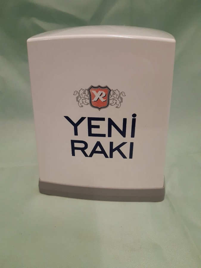 YENİ RAKI PECETELİK VİALLİ MİKA YENİ RAKI REKLAMLI MASA ÜZERİ KAGIT OTAMATİK PEÇETE KUTUSU 