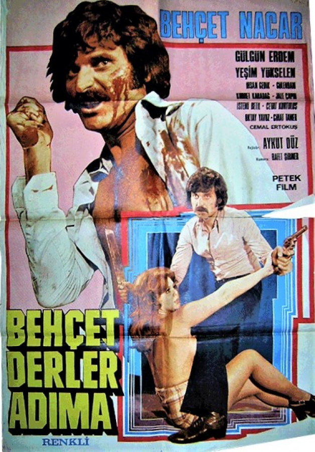 BEHCET DERLER ADIMA BEHCET NACAR GÜLGÜN ERDEM RENKLİ SİNEMA AFİŞ FİLM GÖSTERİMDE TANITIMINDA ASILARAK KULLANILMIŞDIR 