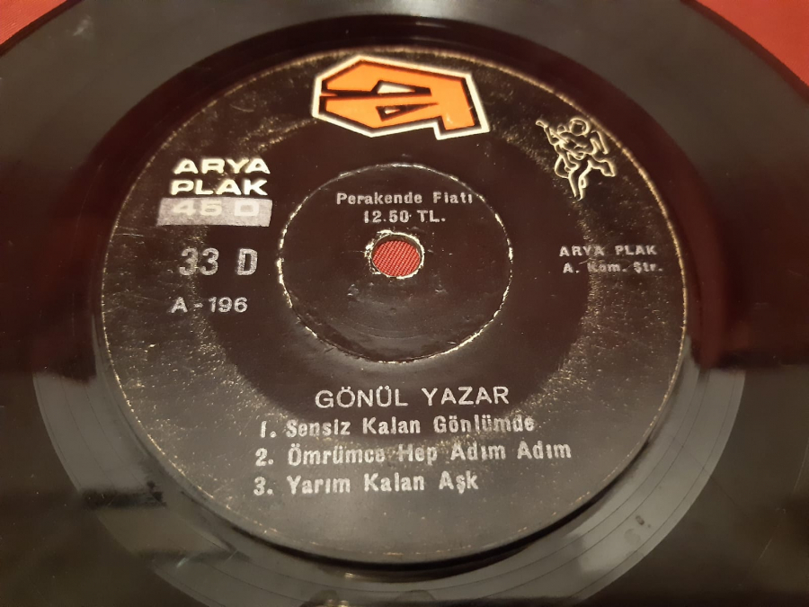 ARYA PLAK 33  MİNİ LP 6 ŞARKI GÖNÜL YAZAR YERLİ PLAK 
