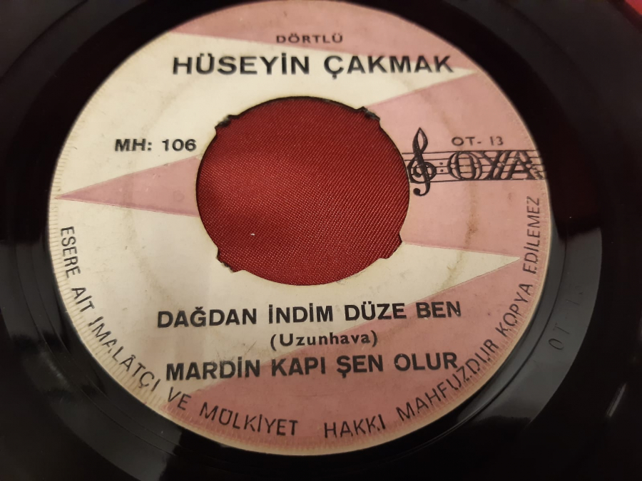 DÖRTLÜ HÜSEYİN ÇAKMAK 4 ŞARKILI 45 LİK YERLİ PLAK 