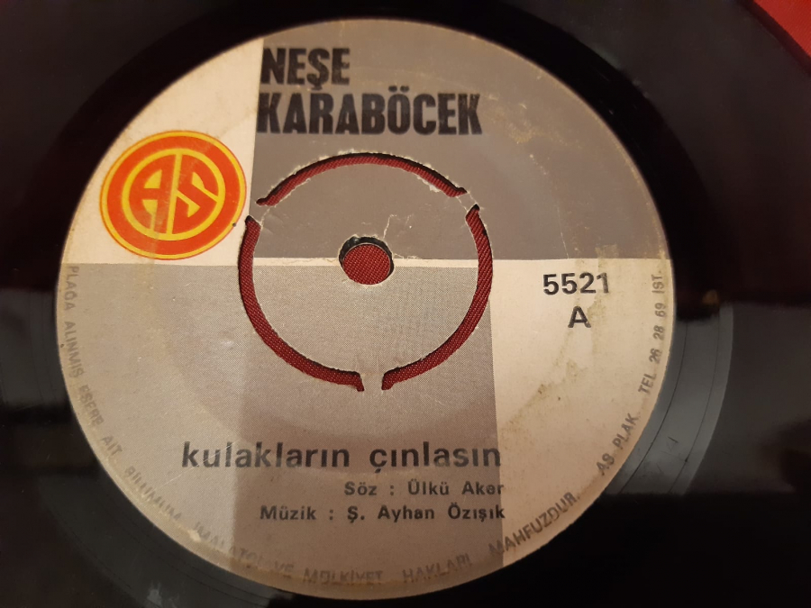 NEŞE KARA BÖCEK  A KULAKLARIN ÇINLASIN  B BEN GAMLI HAZAN 45 LİK YERLİ PLAK 