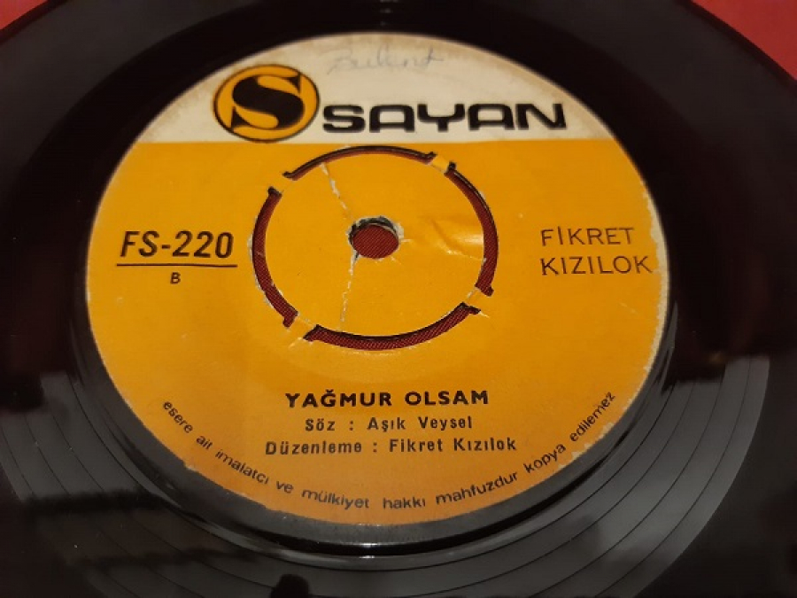 SAYAN FS - 220 A . FİKRET KIZILOK YUMMA GÖZÜN KÖR GİBİ FS - 220 B YAĞMUR OLSAM 45 LİK YERLİ PLAK 