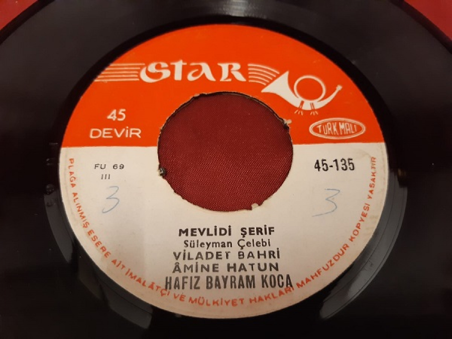 STAR FU 69 III 45 - 135 MEVLİDİ ŞERİF 45 LİK YERLİ PLAK 