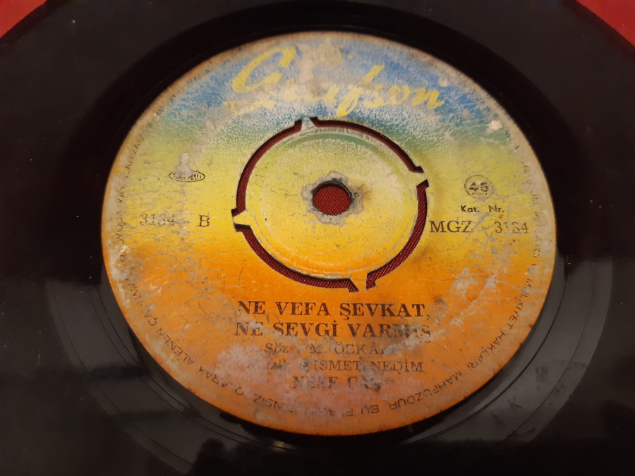  NEŞE CAN İÇİN İÇİN YANIYOR  NE VEFA ŞEVKAT , NE SEVGİ VARMIŞ 45 LİK YERLİ PLAK 