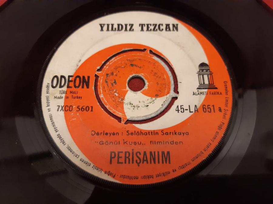 ODEON YILDIZ TEZCAN KARA KAŞLI HATİCEM  PERİŞANIM  45 LİK YERLİ PLAK 