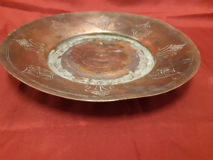 BAKIR KALEM İŞLEMELİ LENGER  DUVARA ASMA YERİ MEVCUT TABAK 