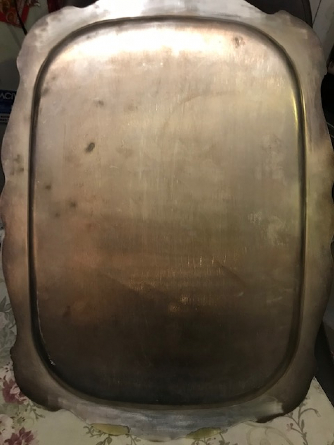 GORHAM HERİTAGE SİLVERPLATE KALEM İŞLEME METAL TEPSİ USA GÜMÜŞ KAPLAMA BÜYÜK BOY 