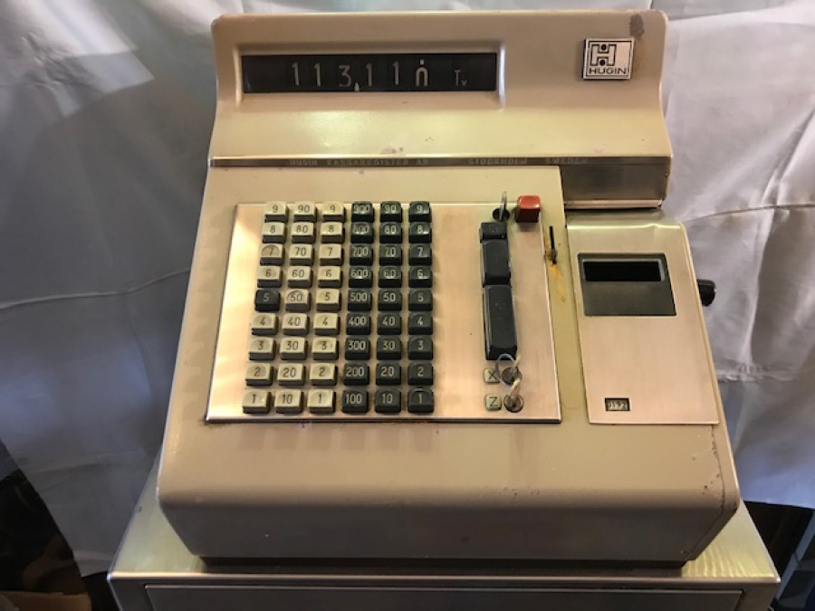 HUGIN KASSARECİSTER AB STOCKHOLM METAL KOLU CEVİRMELİ MEKANİK YAZAR KASA 1960