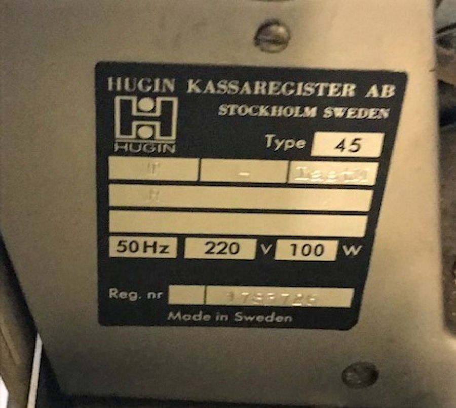 HUGIN KASSARECİSTER AB STOCKHOLM METAL KOLU CEVİRMELİ MEKANİK YAZAR KASA 1960