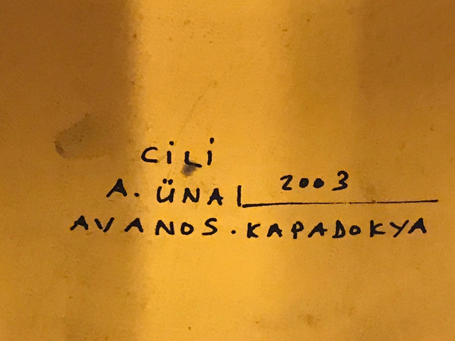 CİLİ A UNAL 2003 AVANOS KAPODOKYA İMZALI EL YAPIM DUVAR TABAK  3 BALIK DESENLİ