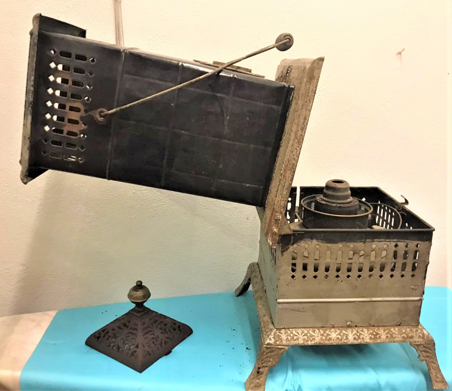 OSMANLI PAZARINA YAPILMIŞ METAL GÖVDE SİYAH EMAYE GAZ DEPOLU BORUSUZ TAŞINABİLİR ORICINAL HALLER SOBA