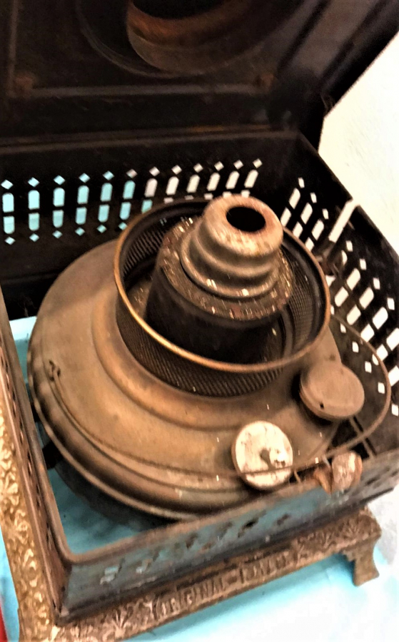 OSMANLI PAZARINA YAPILMIŞ METAL GÖVDE SİYAH EMAYE GAZ DEPOLU BORUSUZ TAŞINABİLİR ORICINAL HALLER SOBA