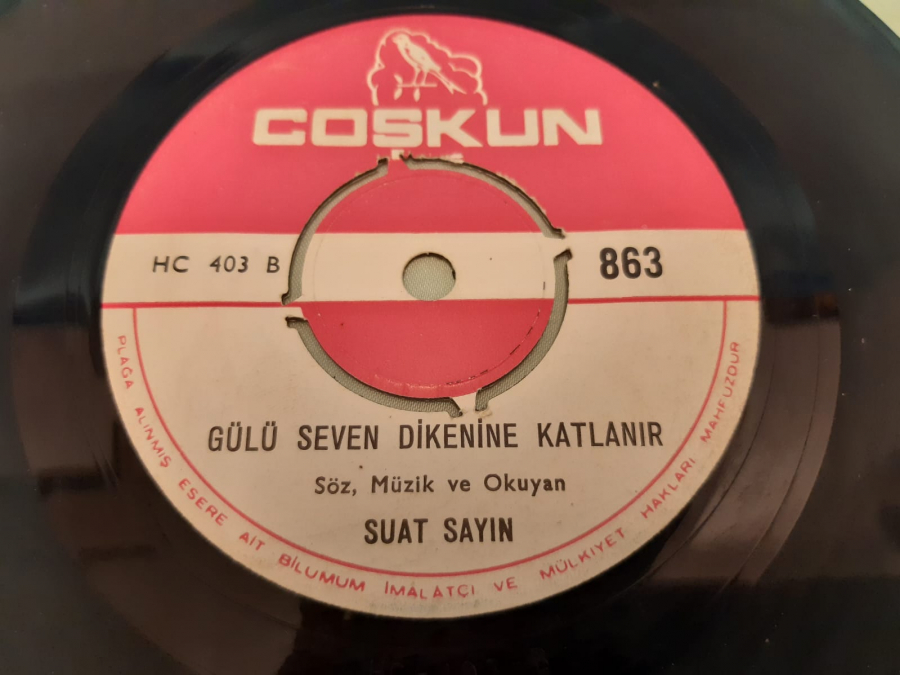 COŞKUN PLAK SUAT SAYIN GÜLÜ SEVEN DİKENİNE KATLANIR KENDİ DERDİM BANA YETER 45 LİK YERLİ PLAK 