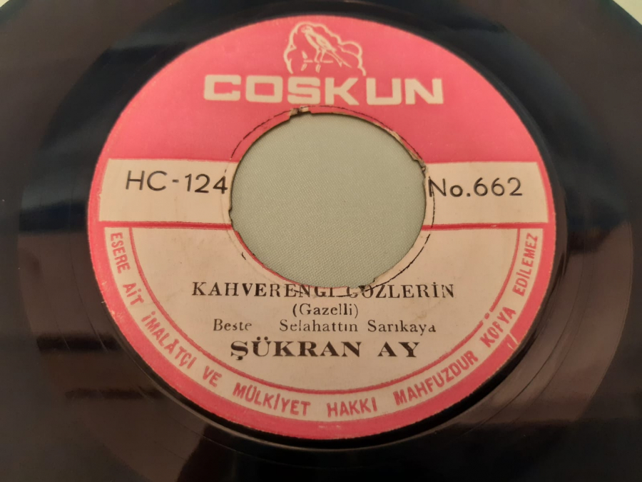 COŞKUN PLAK ŞÜKRAN AY ALDILAR SENİ ELİMDEN, KAHVERENGİ GÖZLERİN 45 LİK YERLİ PLAK 