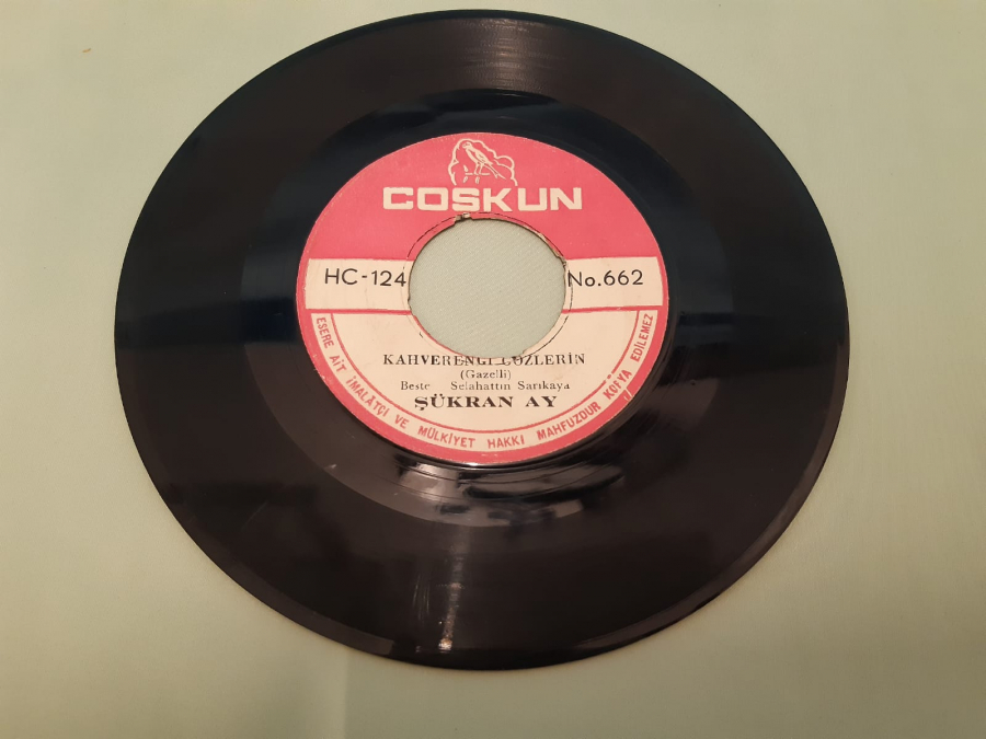 COŞKUN PLAK ŞÜKRAN AY ALDILAR SENİ ELİMDEN, KAHVERENGİ GÖZLERİN 45 LİK YERLİ PLAK 