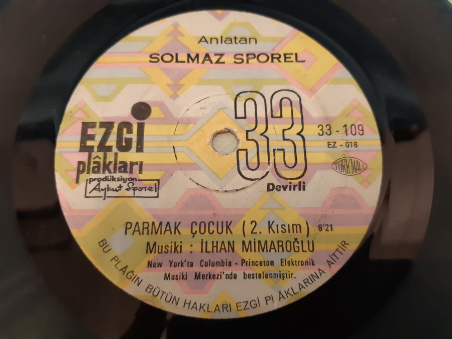 EZCİ PLAK SOLMAZ SPOREL PARMAK ÇOCUK 45 LİK YERLİ PLAK 